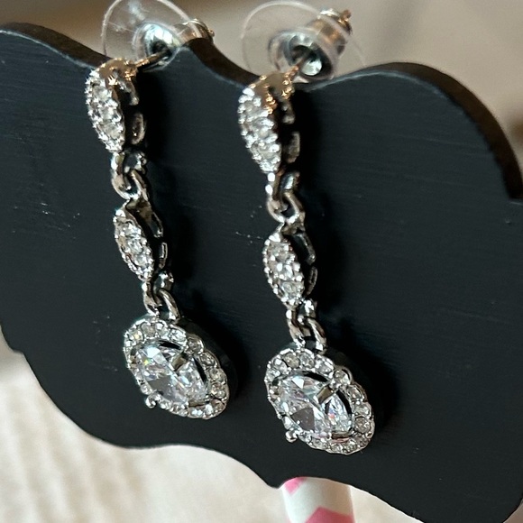 New! Dainty Silver Crystal Drop Earrings - Picture 3 of 6
